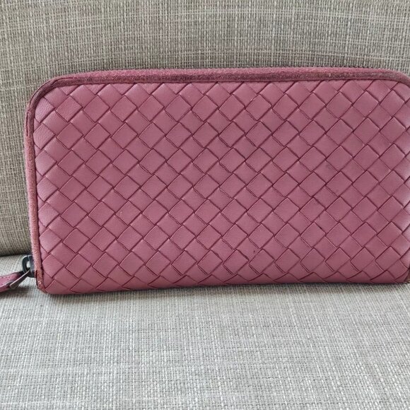 Bottega Veneta Clutch Wallet Cardholder Lambskin Zippy Zip Around Purse Italy - Picture 1 of 12
